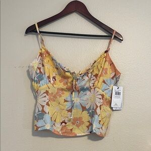 Floral Tie-Front Cami Top in Yellow Multi